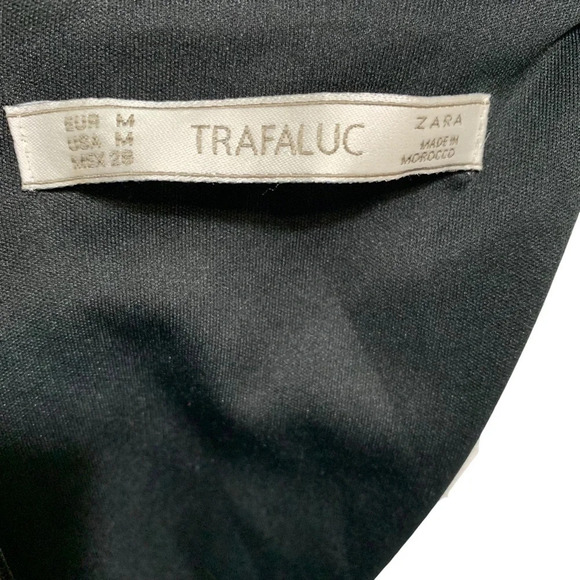 ZARA Printed A-Line Dress, black and white with pockets, medium - Picture 7 of 8